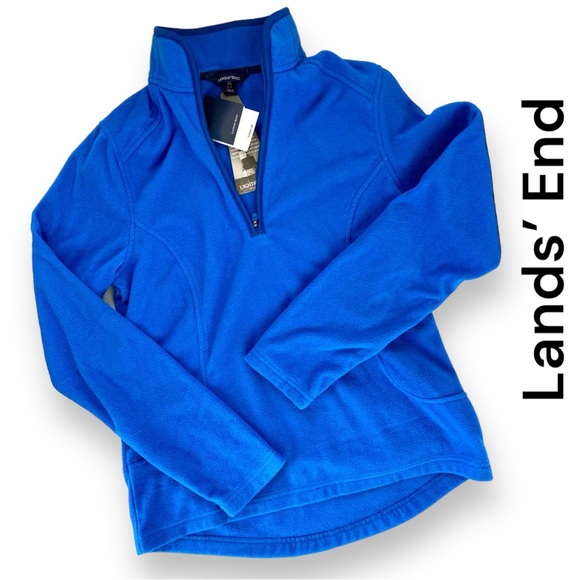 Lands' End Jackets & Blazers - Lands’ End | Intense Blue Fleece Pullover XS NWOT
